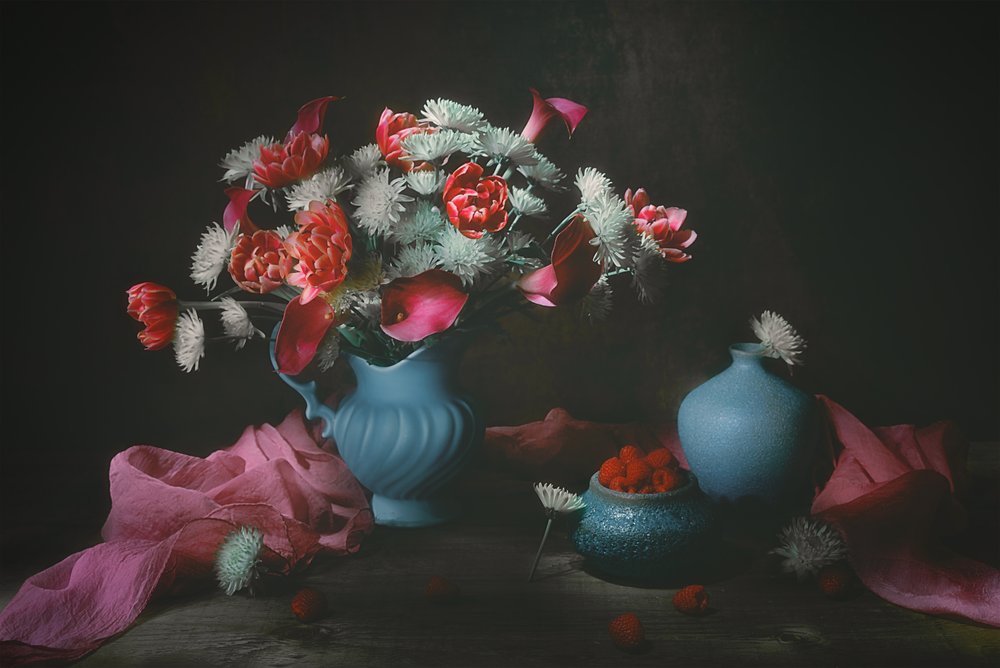 Naturaleza muerta floral evocadora de Lydia Jacobs