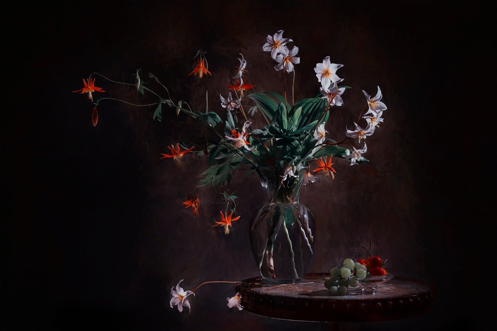 Naturaleza muerta floral evocadora de Lydia Jacobs