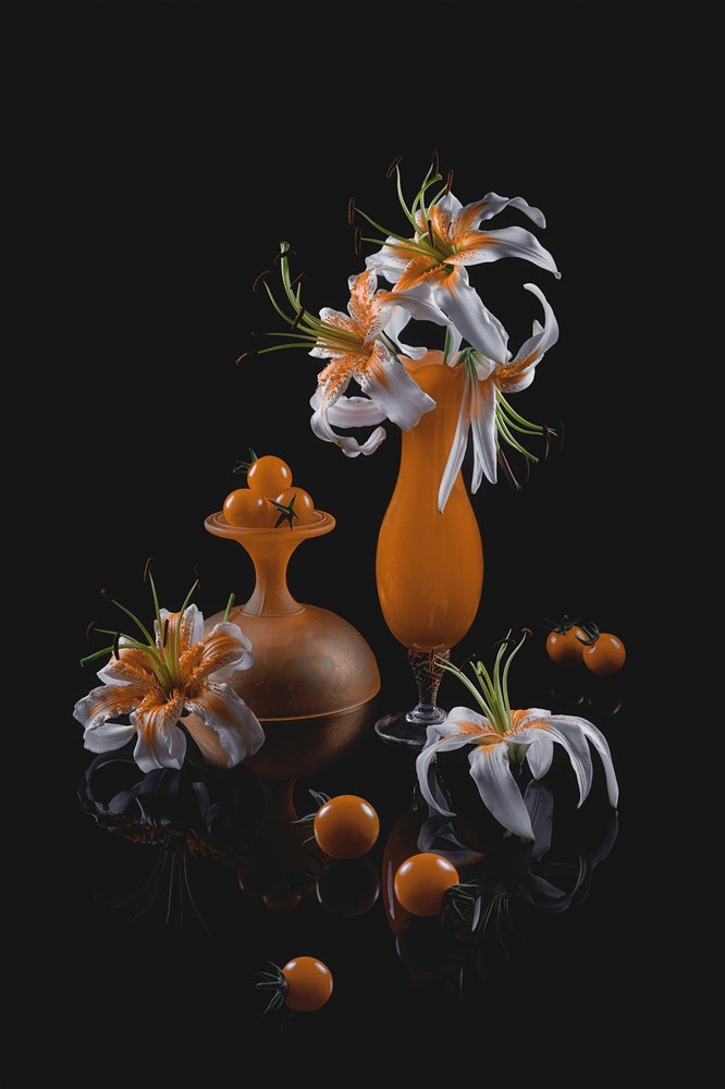 Naturaleza muerta con lirios naranjas de Lydia Jacobs
