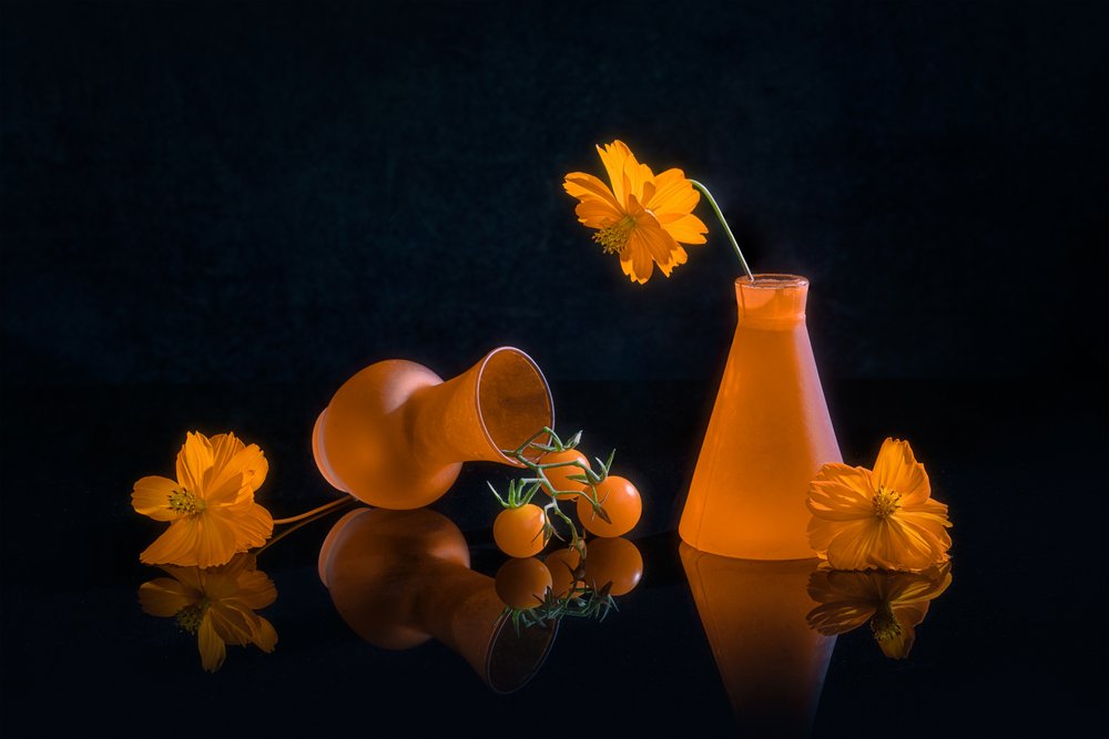 Naturaleza muerta en naranja intenso de Lydia Jacobs