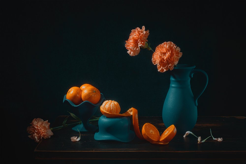Naturaleza muerta con naranjas de colores vivos de Lydia Jacobs