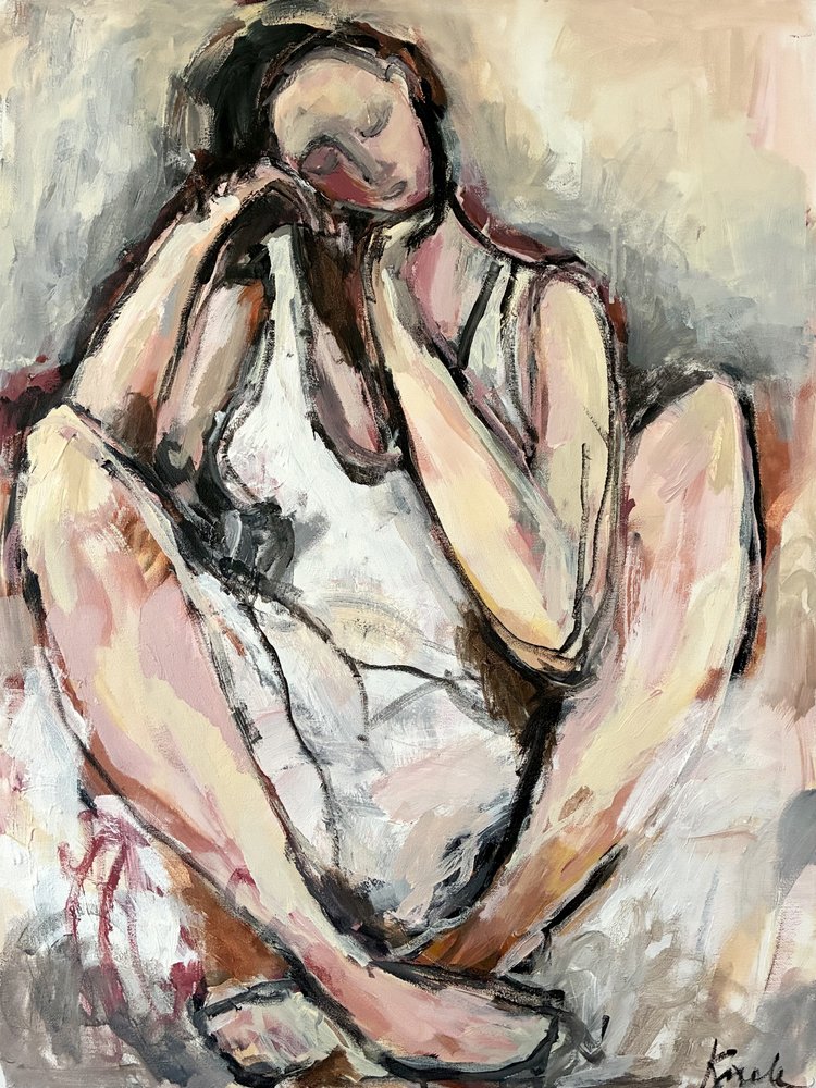 Mujer sentada, pensativa de Magdalena  Krzak