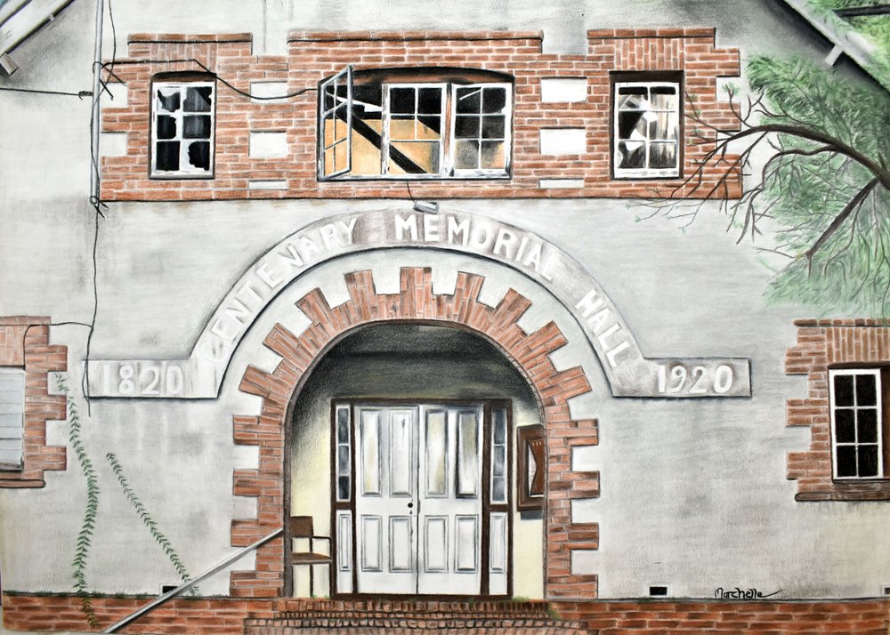 Entrada histórica del Centenary Hall de Marchelle de Kock