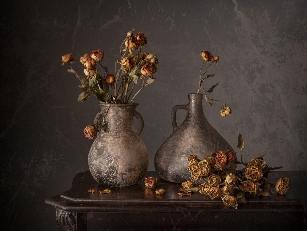 Naturaleza muerta con rosas secas de Margareth Perfoncio