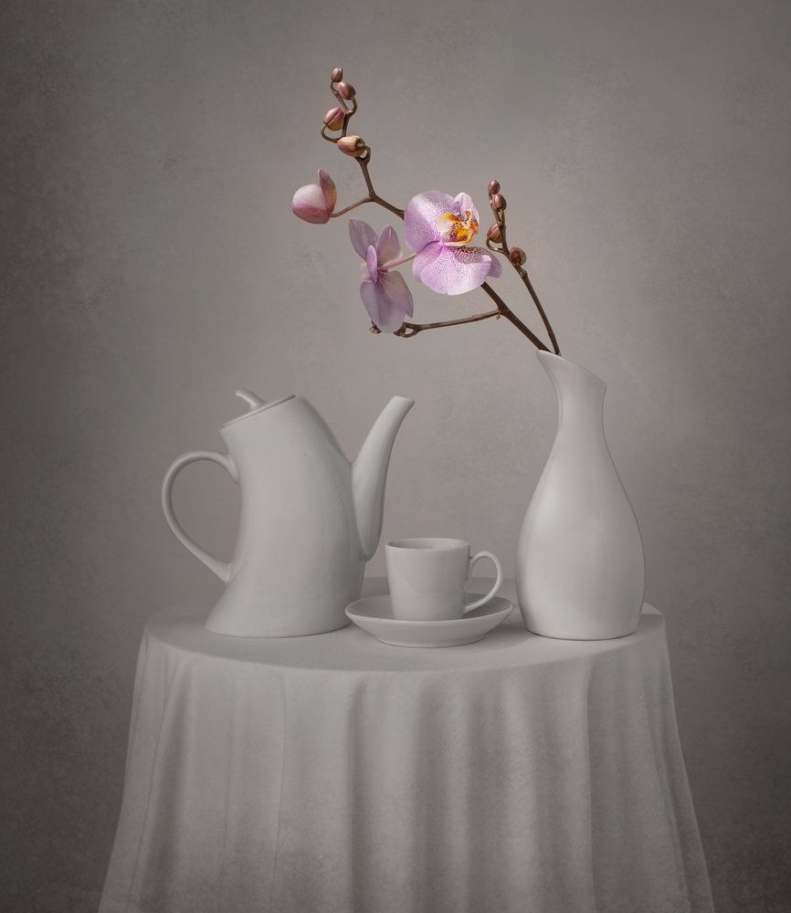 La hora del té de la orquídea rosa de Margareth Perfoncio