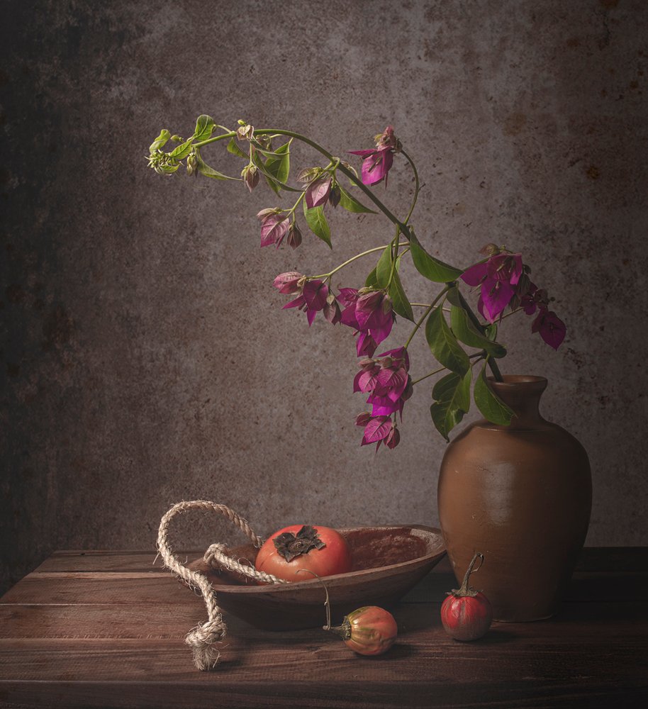 Naturaleza muerta floral rústica de Margareth Perfoncio
