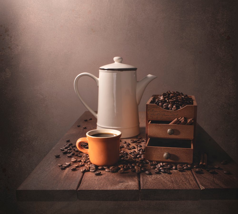 Naturaleza muerta vintage con café de Margareth Perfoncio