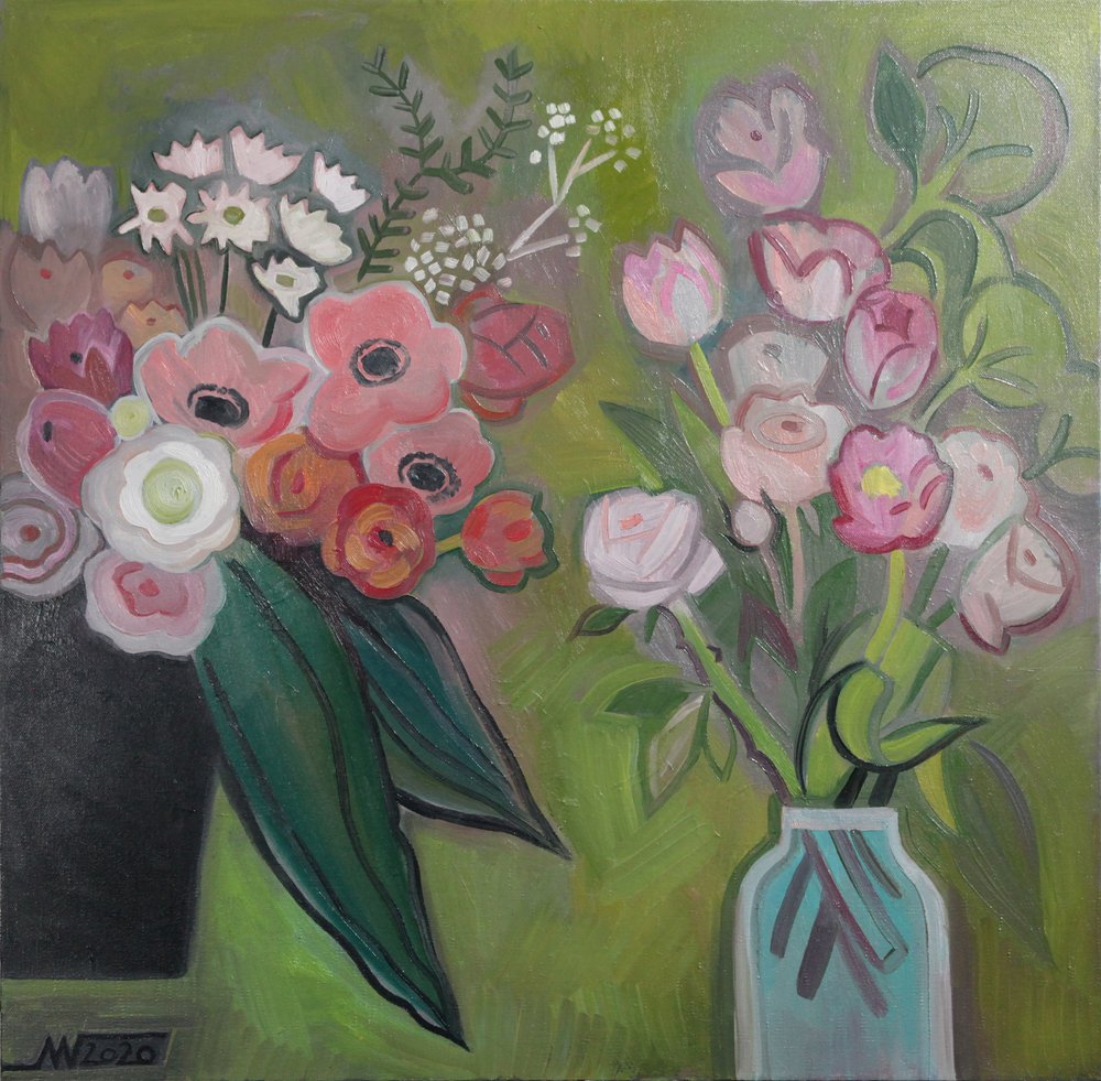 Naturaleza muerta floral llena de colorido de Marina Gorkaeva