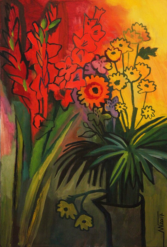 Naturaleza muerta floral llena de colorido de Marina Gorkaeva