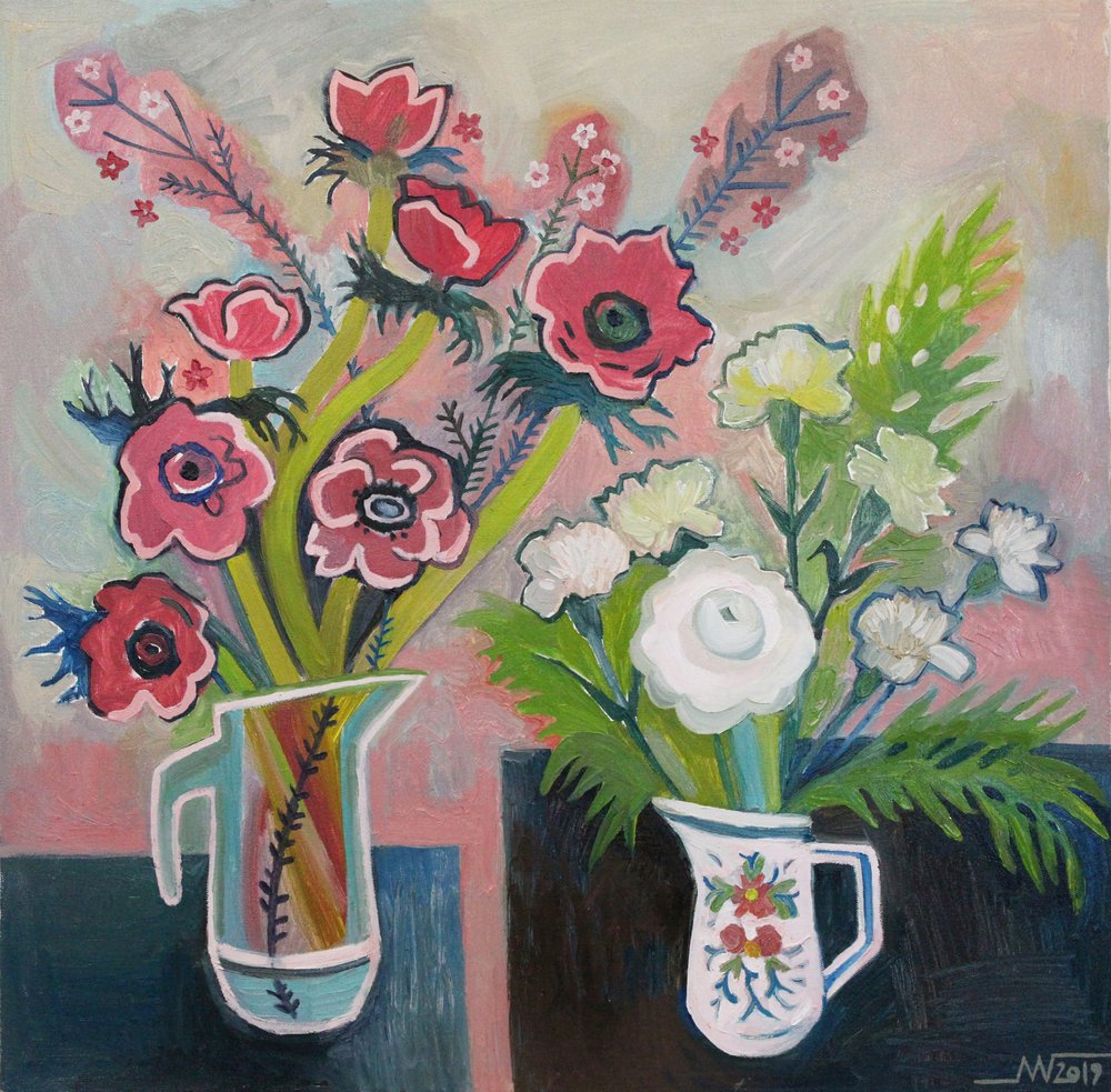 Jarras de flores llenas de colorido de Marina Gorkaeva