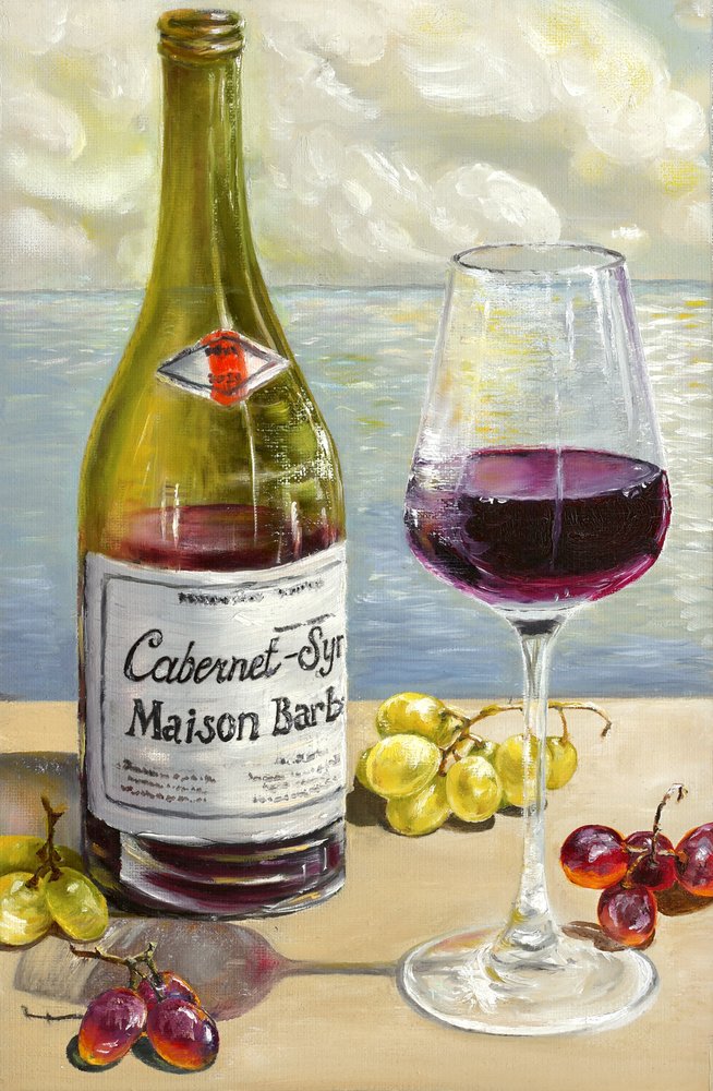 Bodegón con vino tinto de Marina Kozyr