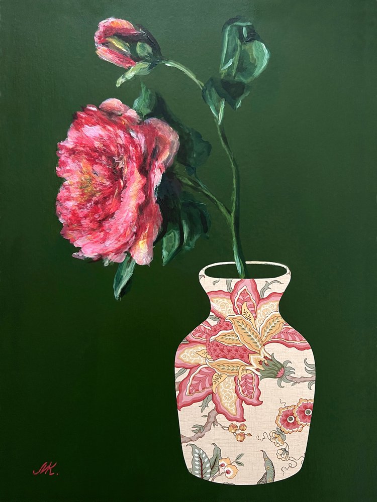 Jarrón floral en rosa intenso de Marina Kozyr