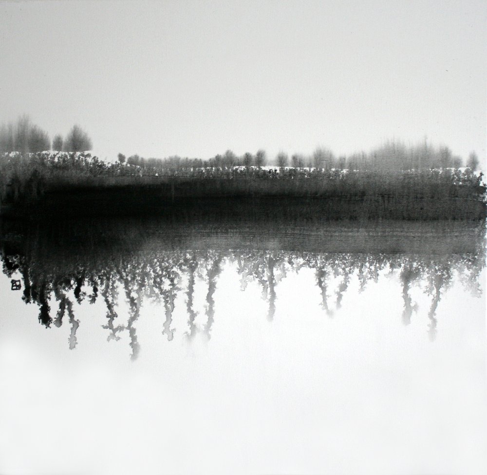 Reflejo en el bosque monocromático de Marina Nelson