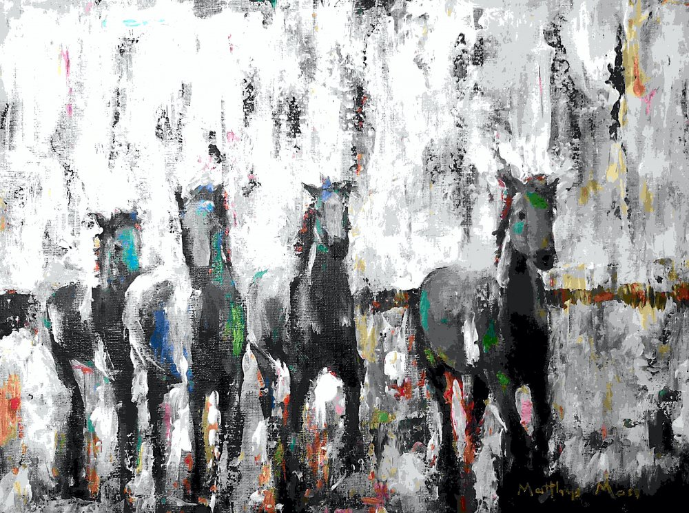 Caballos corriendo en movimiento de Matthys Moss