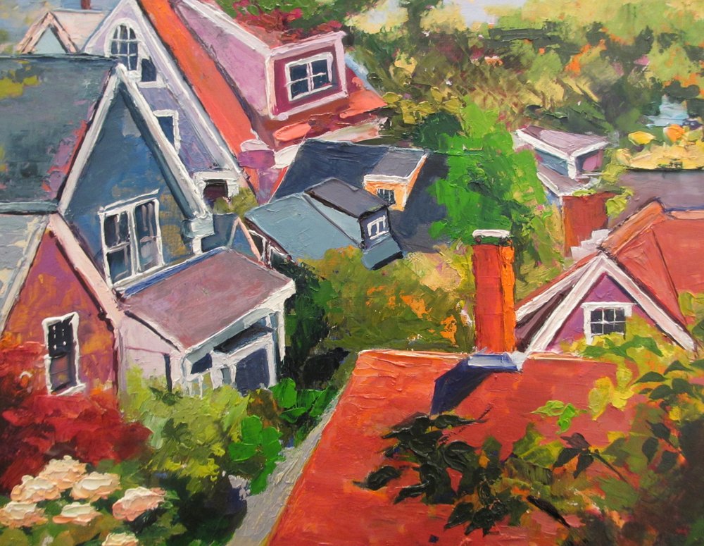 Azoteas de colores de un pueblo de Maxine Shore