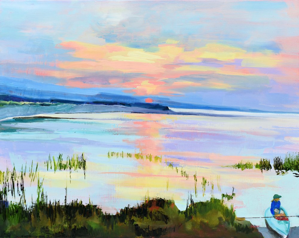 Reflejos de una tranquila puesta de sol de Maxine Shore