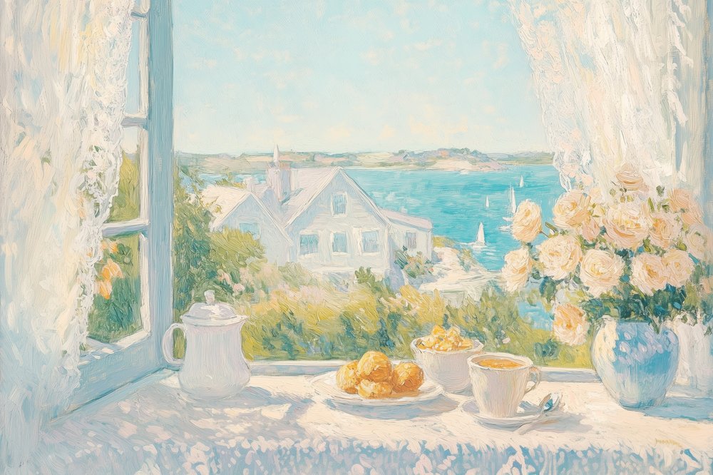 Vistas del desayuno en la costa por la mañana de Melloi Art Prints
