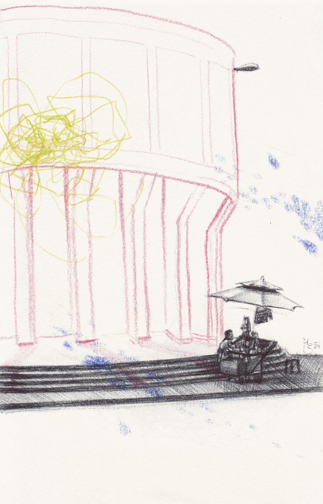 Dibujo de un café urbano de Mirjam Schrei