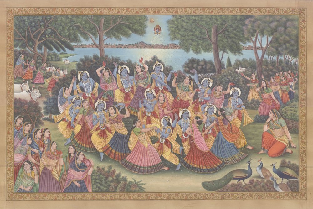 La danza divina de Krishna en el bosque de Mirza Baig