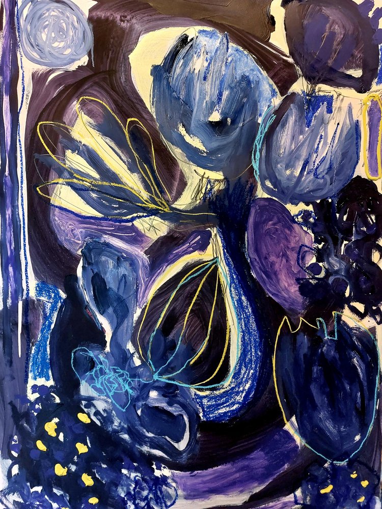 Flores azules y moradas de Monika Riethmueller