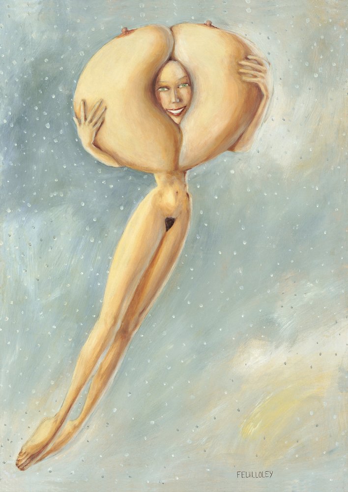 Desnudo flotante surrealista de Myriam Feuilloley
