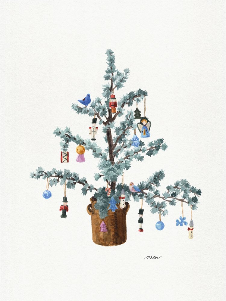 Árbol de Navidad festivo en maceta de NKTN