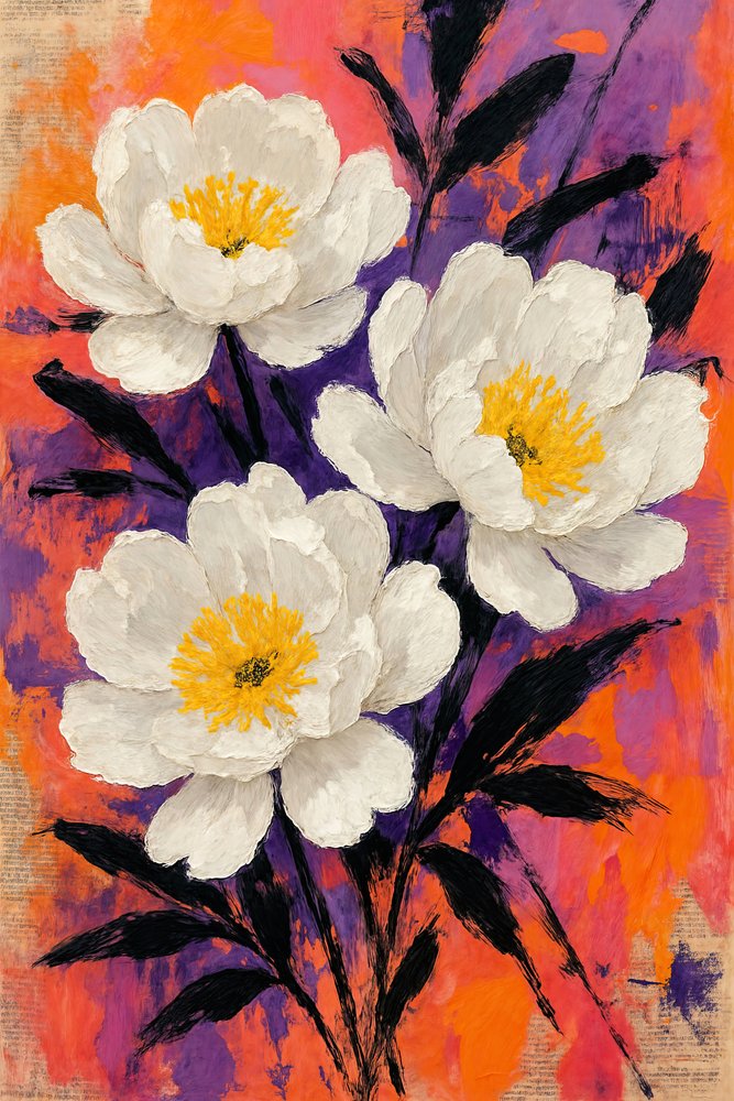 Flores de peonía en estilo abstracto de Natalie Bruns