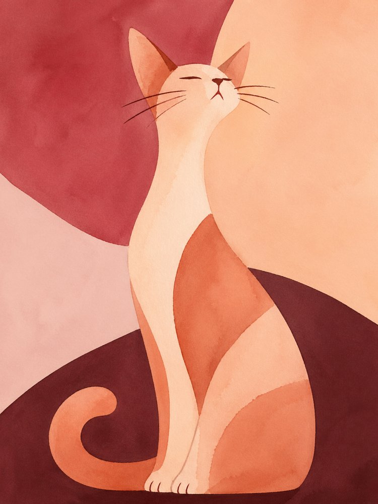 Gato abstracto en acuarela de Natalie Bruns