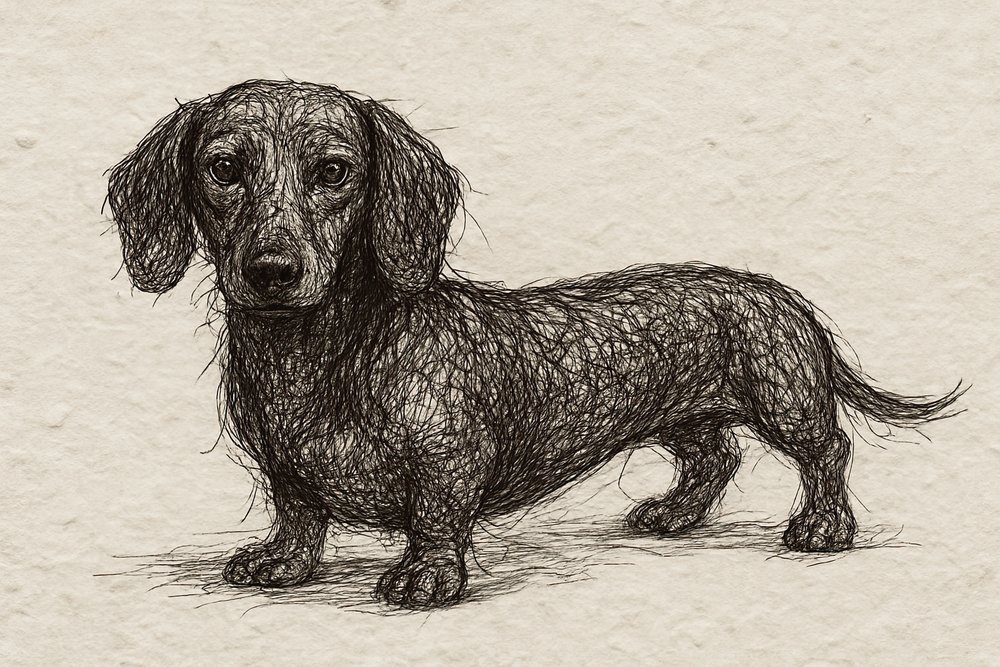 Dibujo de un perro salchicha atento de Natalie Bruns
