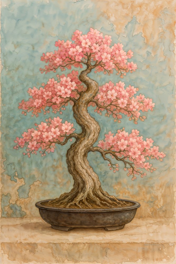 Bonsái de cerezo en flor de Natalie Bruns