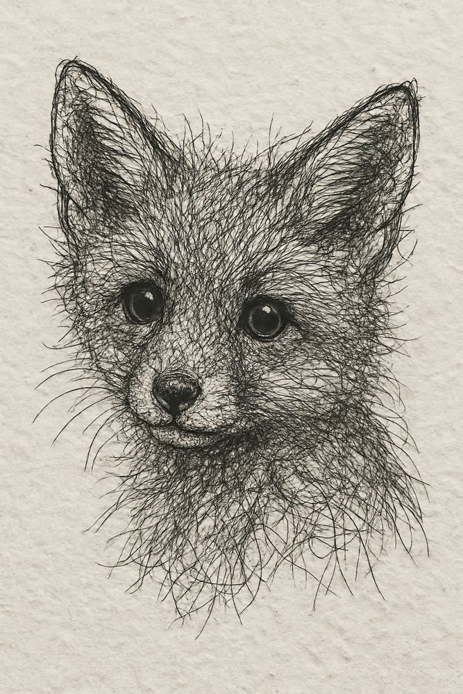 Boceto de un adorable zorrito de Natalie Bruns