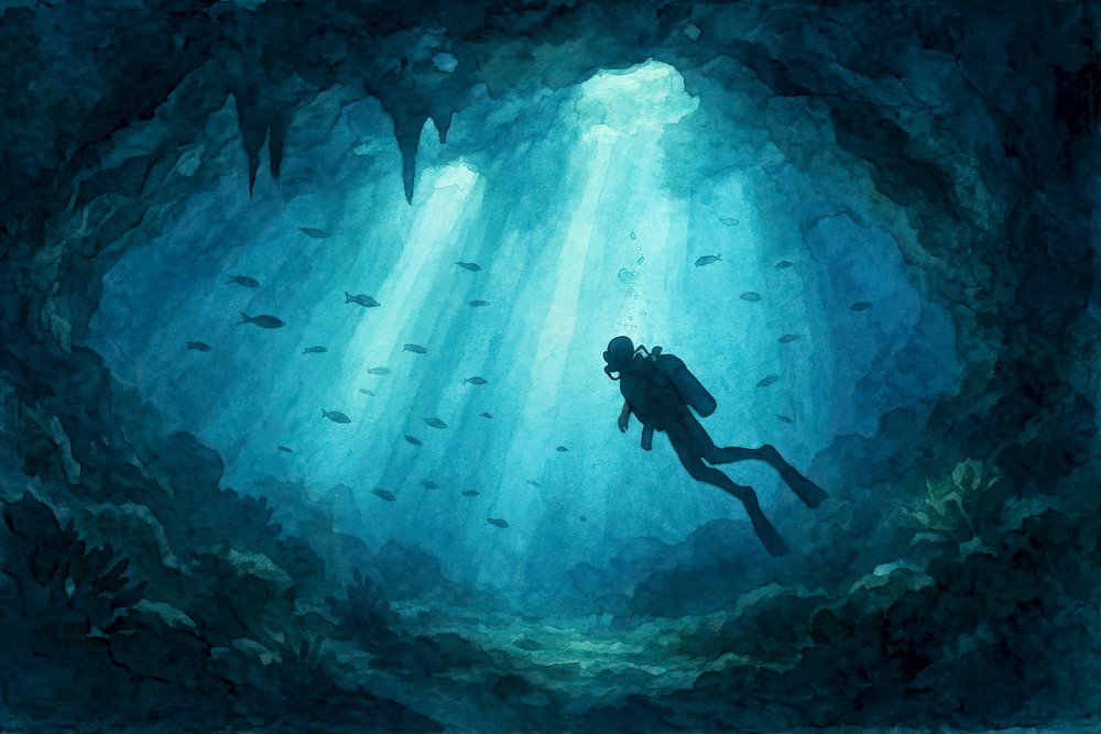 Buzo de cuevas Deep Blue de Natalie Bruns