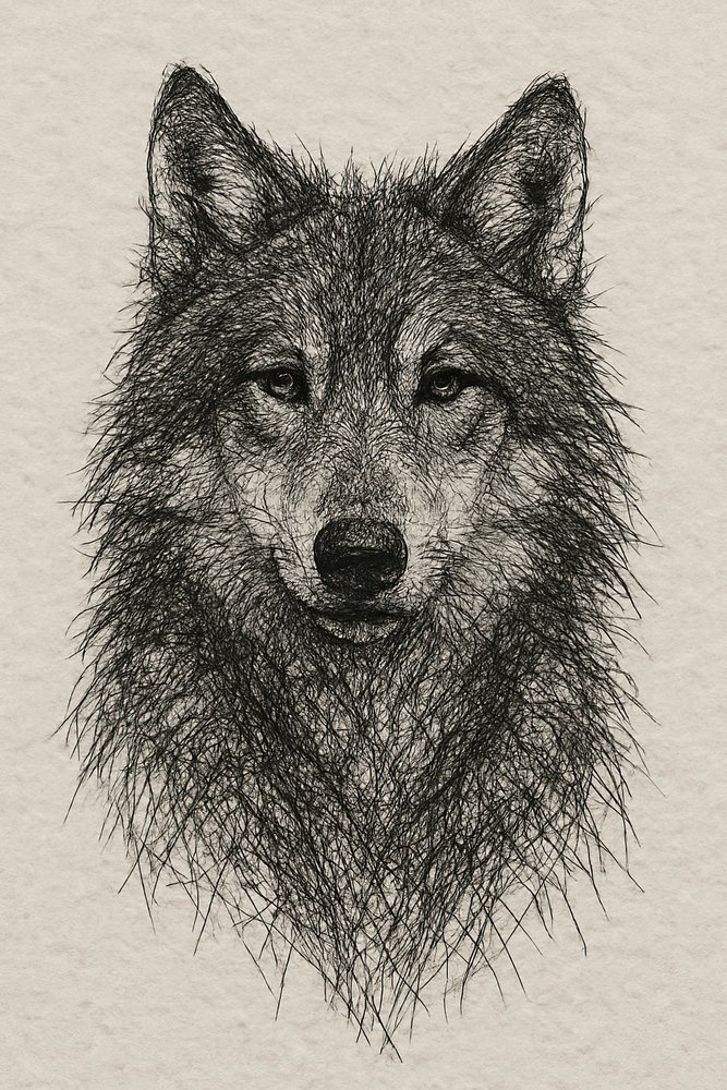 Dibujo detallado de un lobo de Natalie Bruns