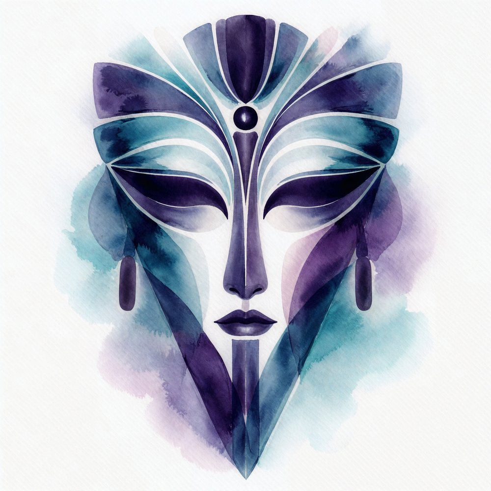 Máscara abstracta y enigmática de Natalie Bruns