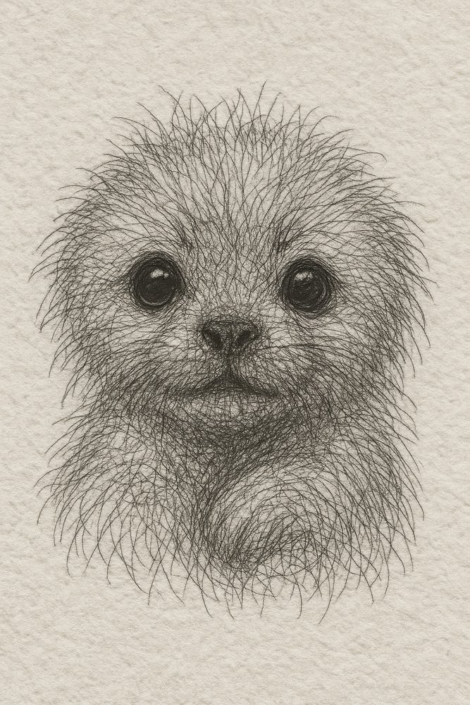 Retrato de un cachorro peludo de Natalie Bruns