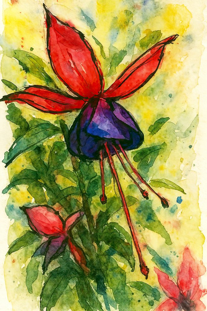 Flor en acuarela fucsia de Natalie Bruns