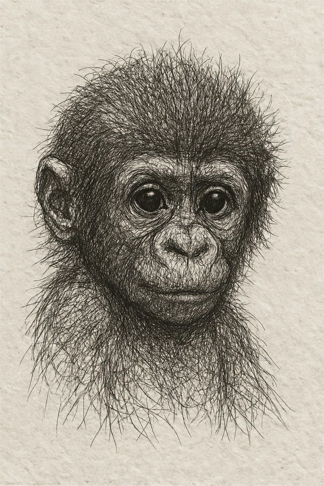 Cachorro de chimpancé inocente de Natalie Bruns
