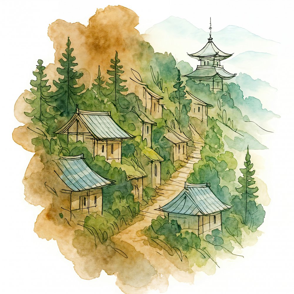 Pueblo de montaña japonés de Natalie Bruns
