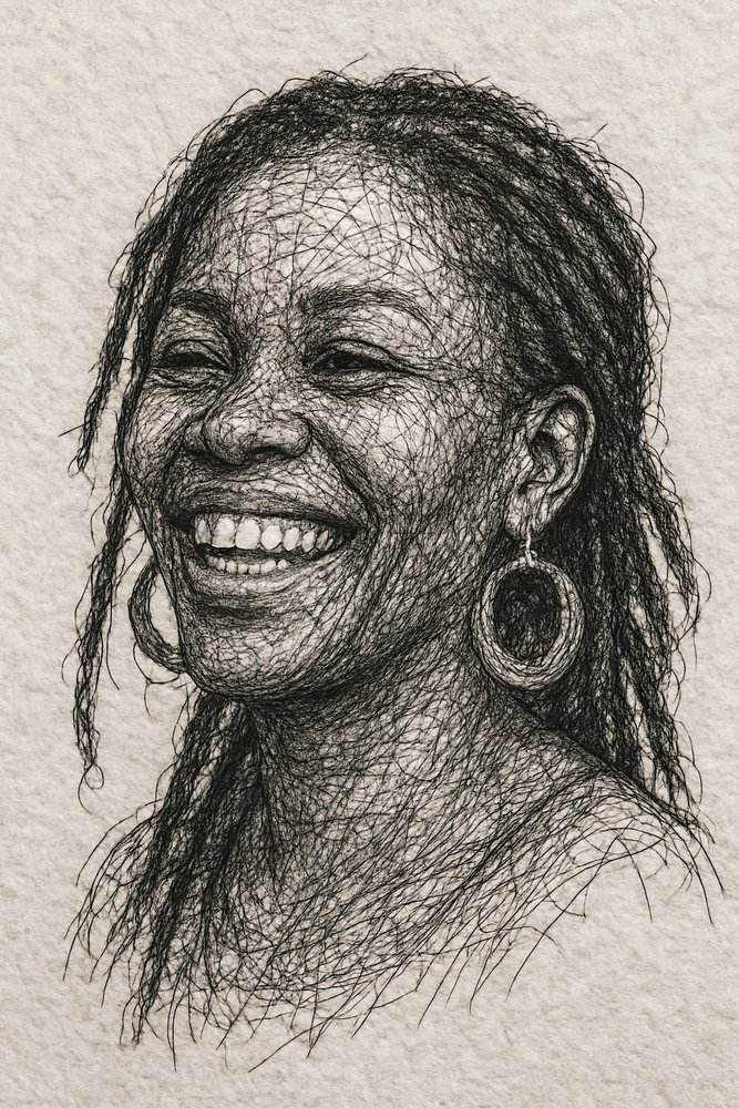 Sonrisa alegre con rastas de Natalie Bruns