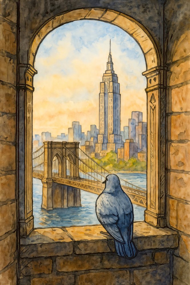 La vista de Nueva York de Pigeon de Natalie Bruns