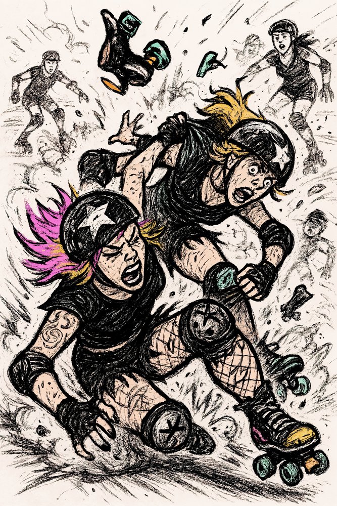 Accidente en una carrera de roller derby de Natalie Bruns