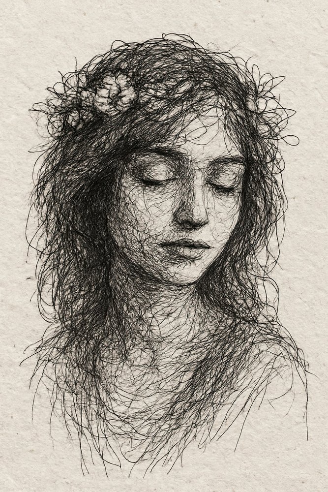 Retrato floral sereno de Natalie Bruns