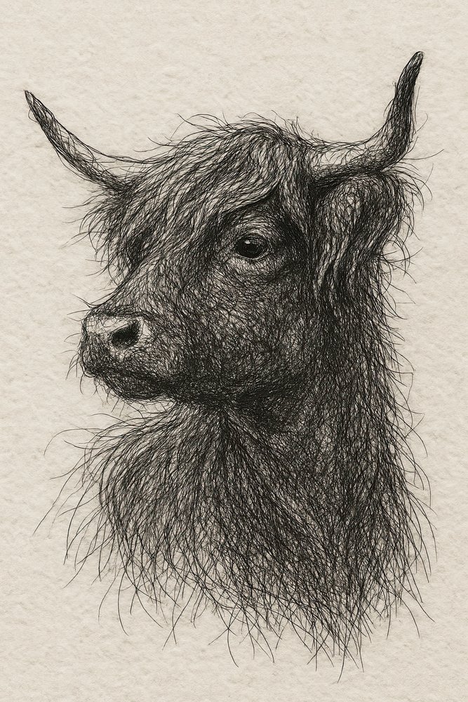 Vaca de las Highlands de pelo largo de Natalie Bruns