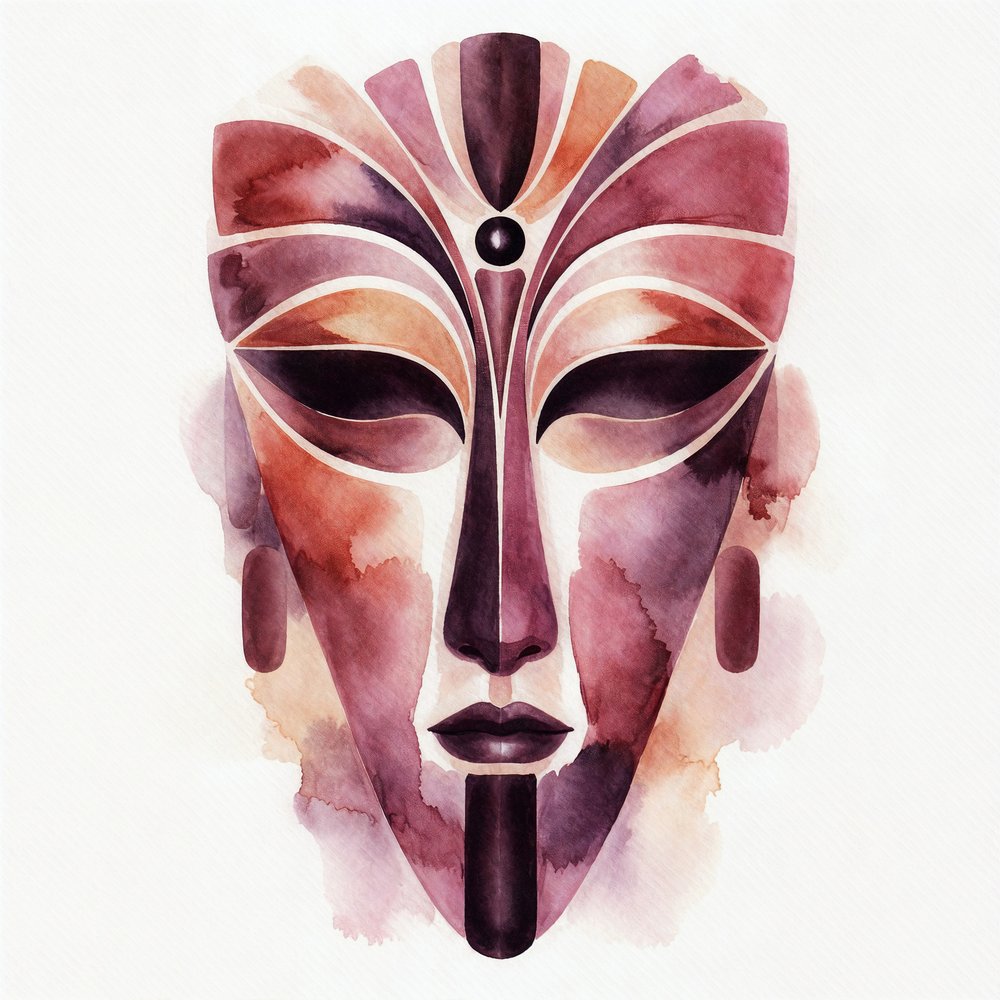 Máscara espiritual de acuarela de Natalie Bruns