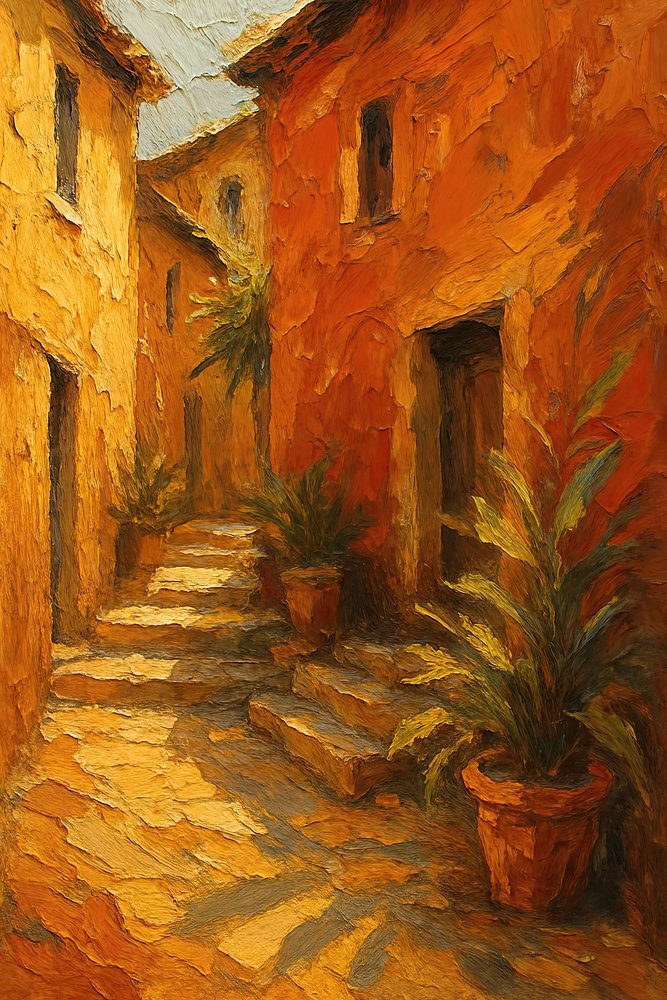 Escaleras de Sunlit Village de Natalie Bruns