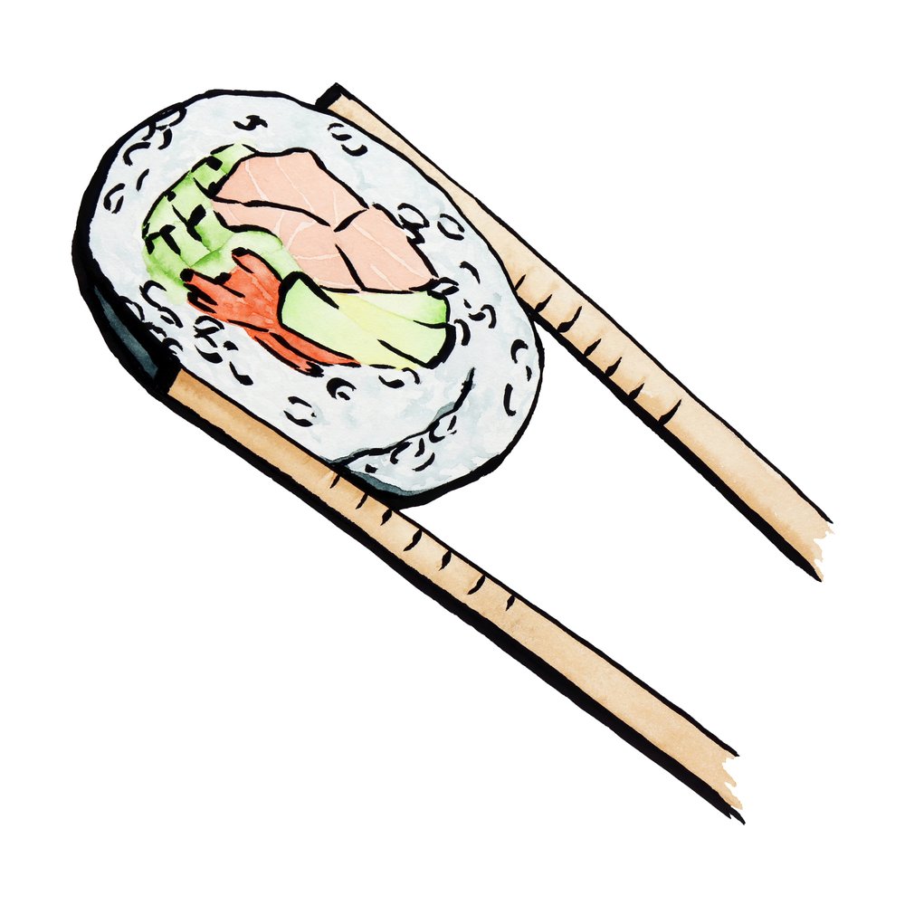 Rollito de sushi con palillos de Natalie Bruns