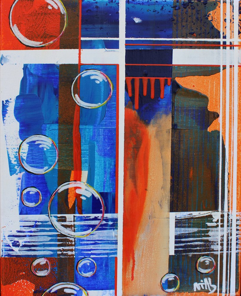 Burbujas abstractas en azul y naranja de Nicolas Alsterdal