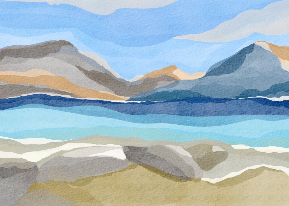 Lago de montaña abstracto y sereno de Nikita Jariwala