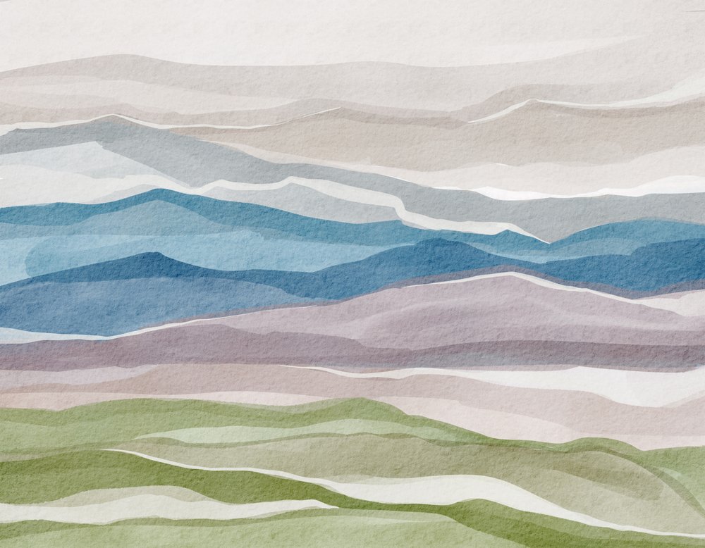 Montañas en acuarela abstracta de Nikita Jariwala