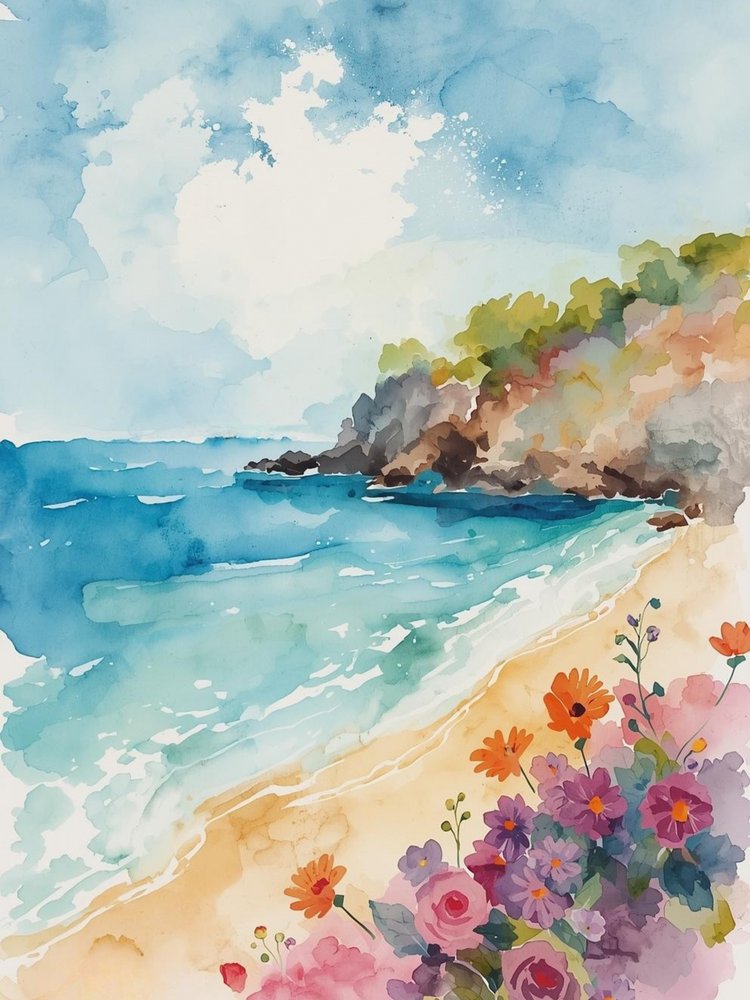Acuarela «Floración costera» de Ohkimiko
